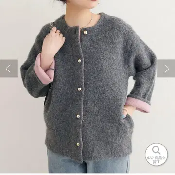 W 페이스 배색 니트 자켓
