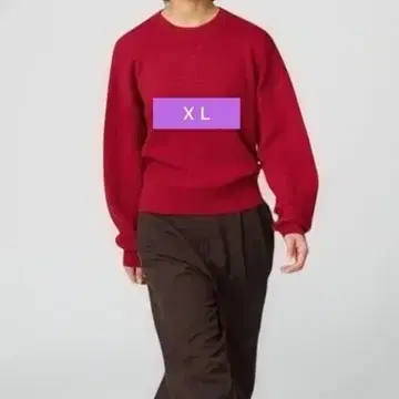 유니클로C 스무스 코튼 크루넥 스웨터 레드 XL