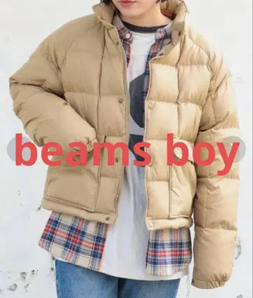 beams boy 스탠드 카라 다운 자켓 베이지