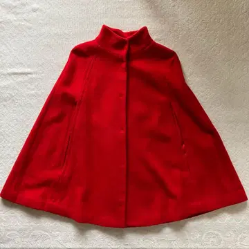 MIXXO 미소 미쏘 빨간색 울 케이프 코트 망토 판초 레드