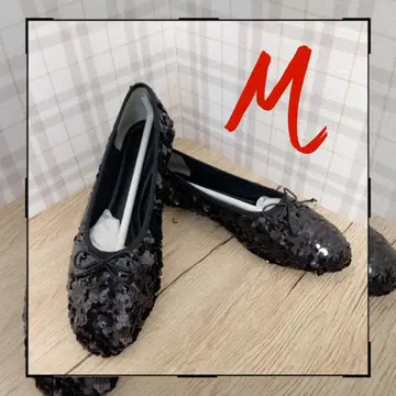새상품 LOWRYS FARM 플랫슈즈 M(약 23cm) 스팽글 블랙