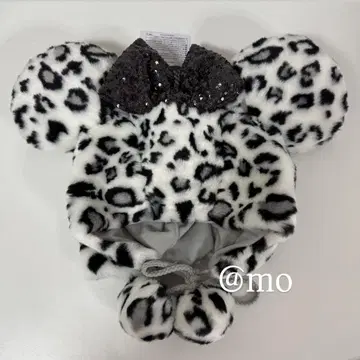 디즈니 팬캡 레오파드 무늬 미니 화이트