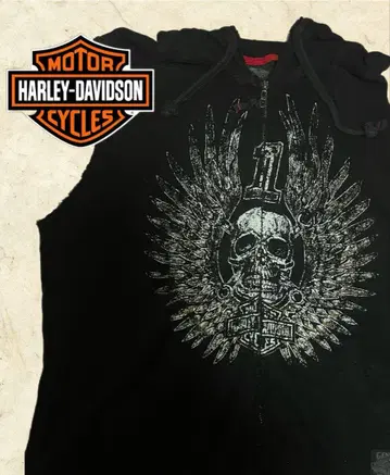 Harley Davidson 슬리브리스 후드티 오버 사이즈 그런지