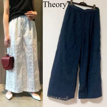 Theory 전체 레이스 와이드 팬츠 네이비 S 사이즈