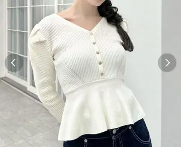 RESEXXY 백리본 페플럼 니트탑 아이보리 F 사이즈