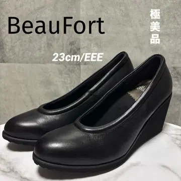 컨디션 최상 일본제 뷰포트 블랙 웨지힐 펌프스 23cm 3E