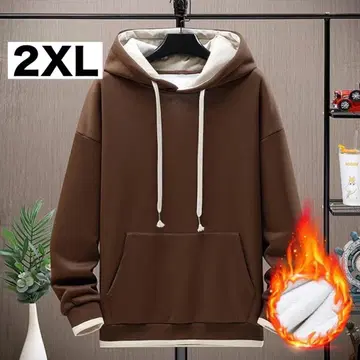 새상품 후드티 스웨트 셔츠 2XL 속기모 풀오버 무지 브라운
