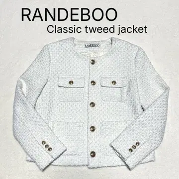 RANDEBOO 클래식 트위드 재킷 골드 버튼 화이트