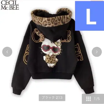 헬로키티 세실 콜라보 지퍼 후드티 L 사이즈 블랙