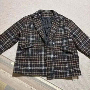 GRL 체크 무늬 더블 브레스트 코트 F