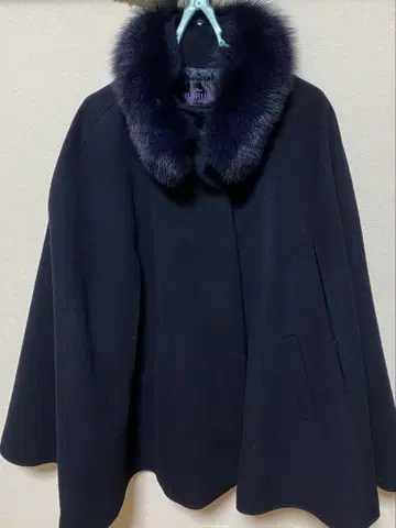 퍼 달린 네이비 코트 판초형 미사용에 가까움