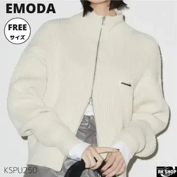 새상품급 EMODA 에모다 상의 리브 니트 루즈 하이넥 F 사이즈