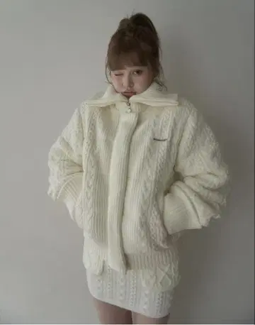 Mary 퀼팅 니트 재킷 아이보리