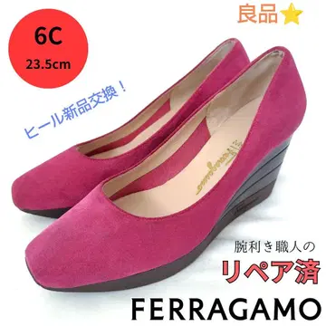 고품질 MyFerragamo [ 마이페라가모 ] 스웨이드 웨지솔 펌프스