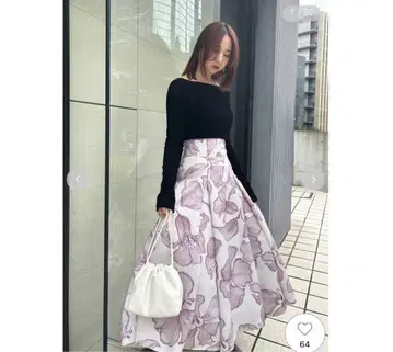 FRAY I.D Deveaux 하이웨스트 플라워 스커트 GRY