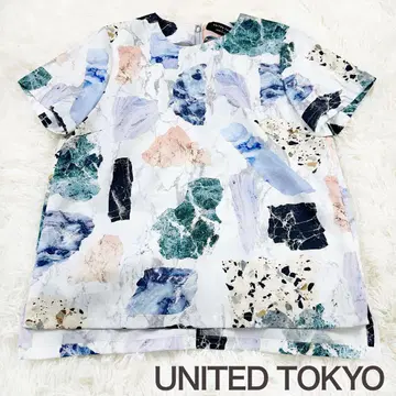 컨디션 최상 UNITED TOKYO 유나이티드 도쿄 대리석 패턴 블라우스