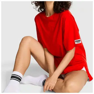 빅토리아 시크릿 핑크 오버 사이즈 티셔츠 빨간색