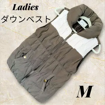[ 인기 ] Ladies 다운 베스트 M 사이즈 카키 아이보리