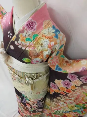 [ WA-Modern ] 순수 실크 츠지 가 꽃 후리소데 풀세트