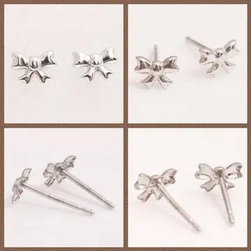 K10 화이트 골드 리본 모티브 귀걸이