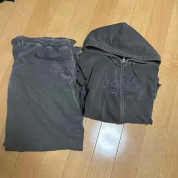 sedacle 피그먼트 가공 지퍼 후드티 셋업