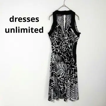 dresses unlimited 슬리브리스 무릎 기장 원피스 블랙 애니멀