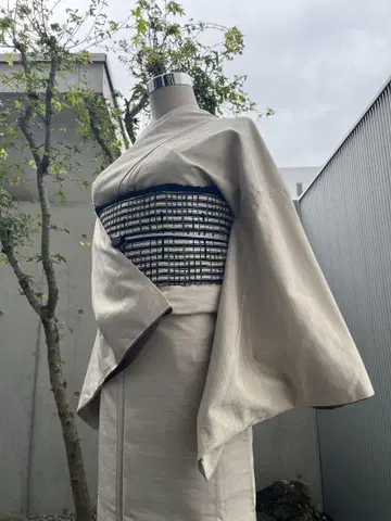 고급 견직 기모노 이로무지 밤 염색 낙관 하나 문