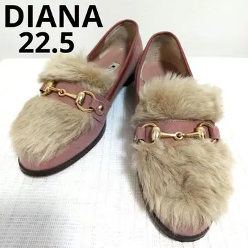 22.5 다이애나 로퍼 핑크 스웨이드 퍼 비트로퍼 금장 장식