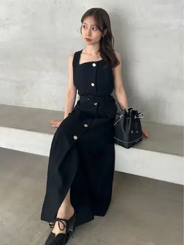 fray i.d 더블 헤링본 베스트 원피스