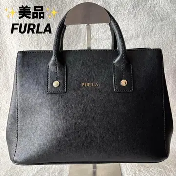 새상품급 FURLA 훌라 핸드백 가죽 블랙 천연 가죽 백 블랙