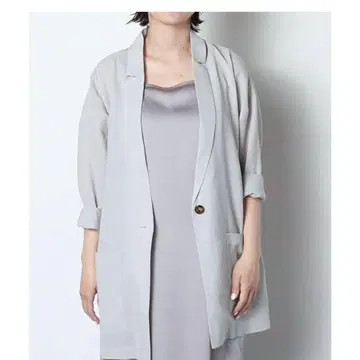 시어 팔분 소매 자켓 그레이지