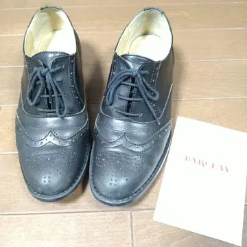 BARCLAY 블랙 가죽 레이스업 슈즈