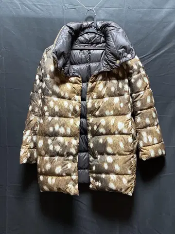 다운 자켓 브라운 화이트 무늬