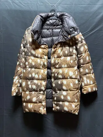 다운 자켓 브라운 화이트 무늬