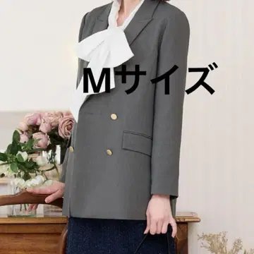 hk works london 더블 테일러드 자켓 그레이 골드 버튼