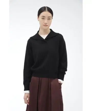 MARGARET HOWELL 워시드 파인 메리노 세일러 카라 니트