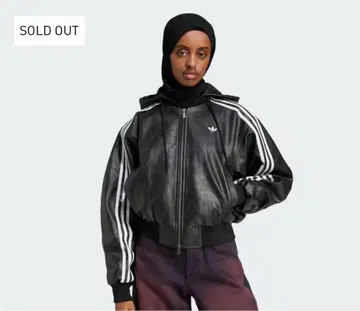 adidas 후드 부착 가죽 자켓