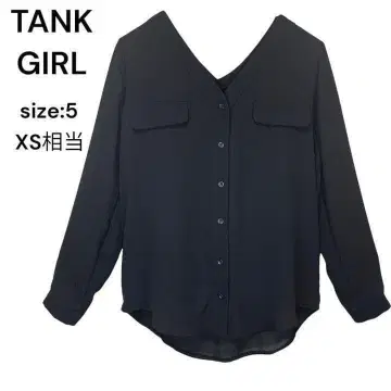 TANK GIRL 셔츠 상의 긴팔 블랙 5 스타일리시 청순 고급