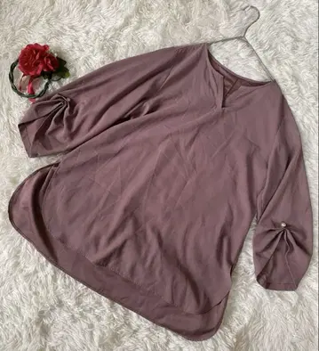 OFUON 오프온 모브 V넥 벌룬 슬리브 셔츠(L)40