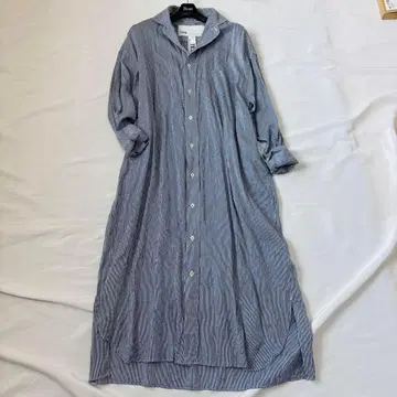 컨디션 최상 23ss TICCA 실크 혼방 스트라이프 셔츠 원피스 파랑