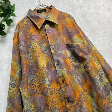 오렌지 그레이 계열 올 패턴 빈티지 남성용 패턴 셔츠