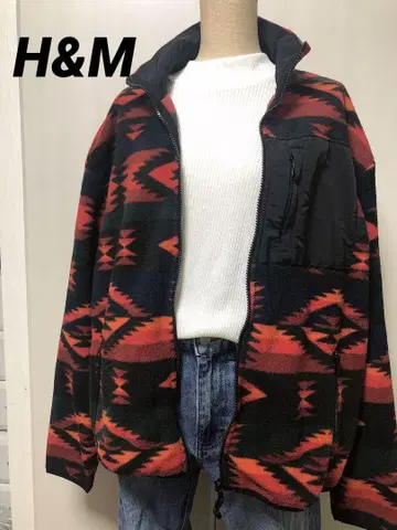 새상품급 오르테가 무늬 플리스 자켓 플리스 점퍼 H&M
