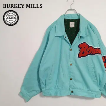 데님 자켓 자수 페이즐리 무늬 빈티지 보아 로고 그린 민트 그린