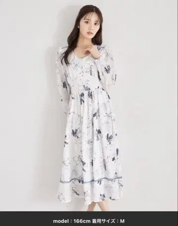 코르셋풍 핀턱 셔링 플라워 프린트 원피스