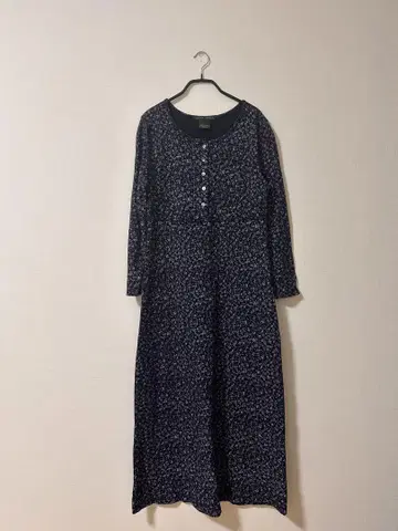 LAURA ASHLEY 꽃무늬 네이비 긴팔 원피스 M