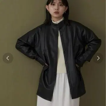 Aunt Marie's 인조 가죽 턱 밴드 카라 셔츠 자켓