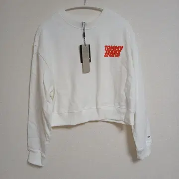 TOMMY JEANS 화이트 크롭 맨투맨 M