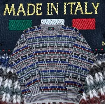 이탈리아제 빈티지 니트 박스 실루엣 짧은 기장 y2k 시티 보이