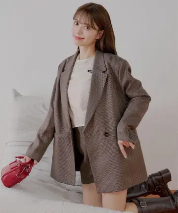 Chico 오버 더블 자켓 브라운