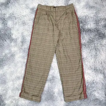 ZARA [ S ] 앵클 팬츠 체크 무늬 사이드 라인 스트레치 뒷밴딩